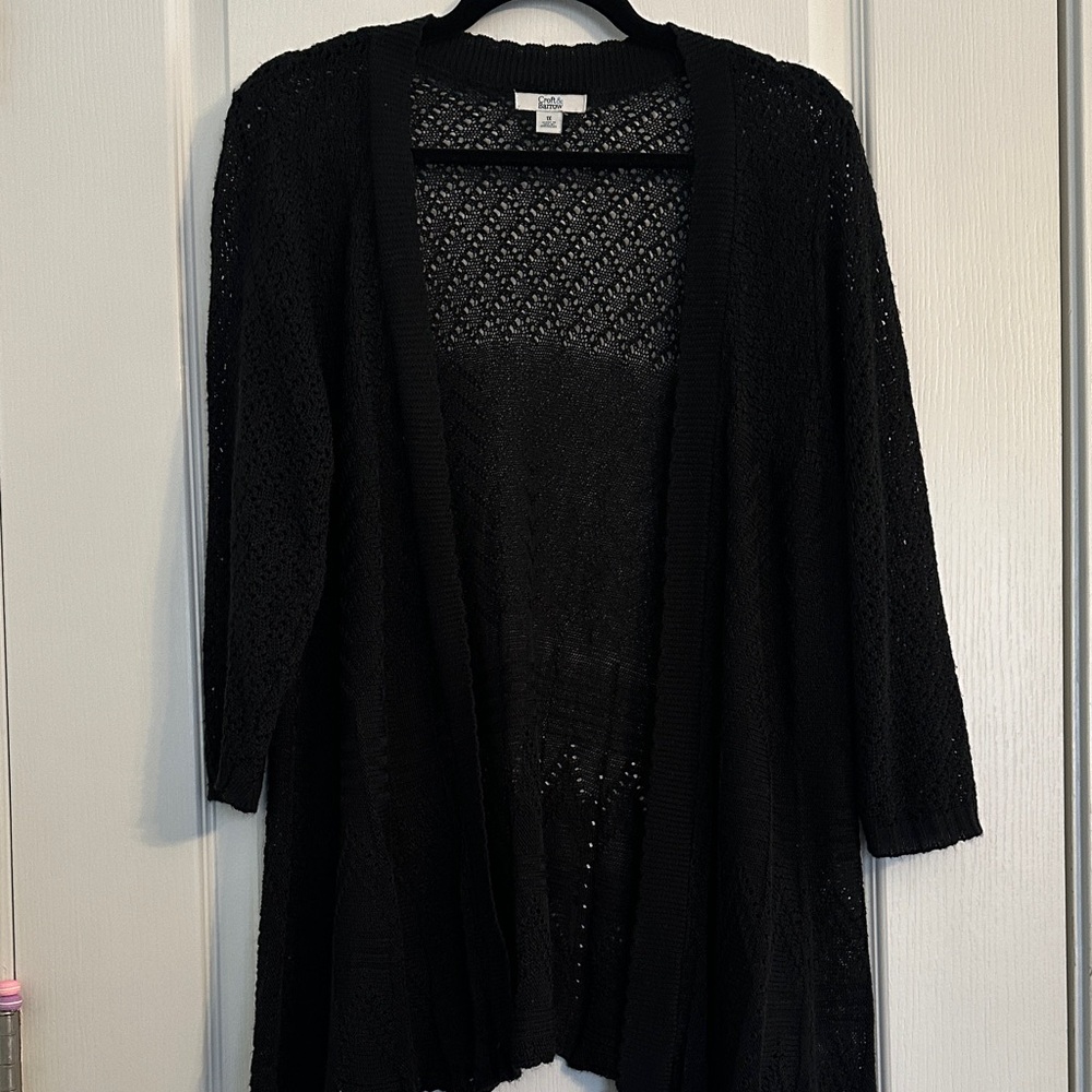 Croft & Barrow Women's Black Open Knit Sweater